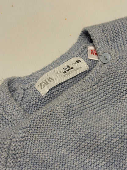 Zara Blue Cotton Knit Sweater 3-6 Months
