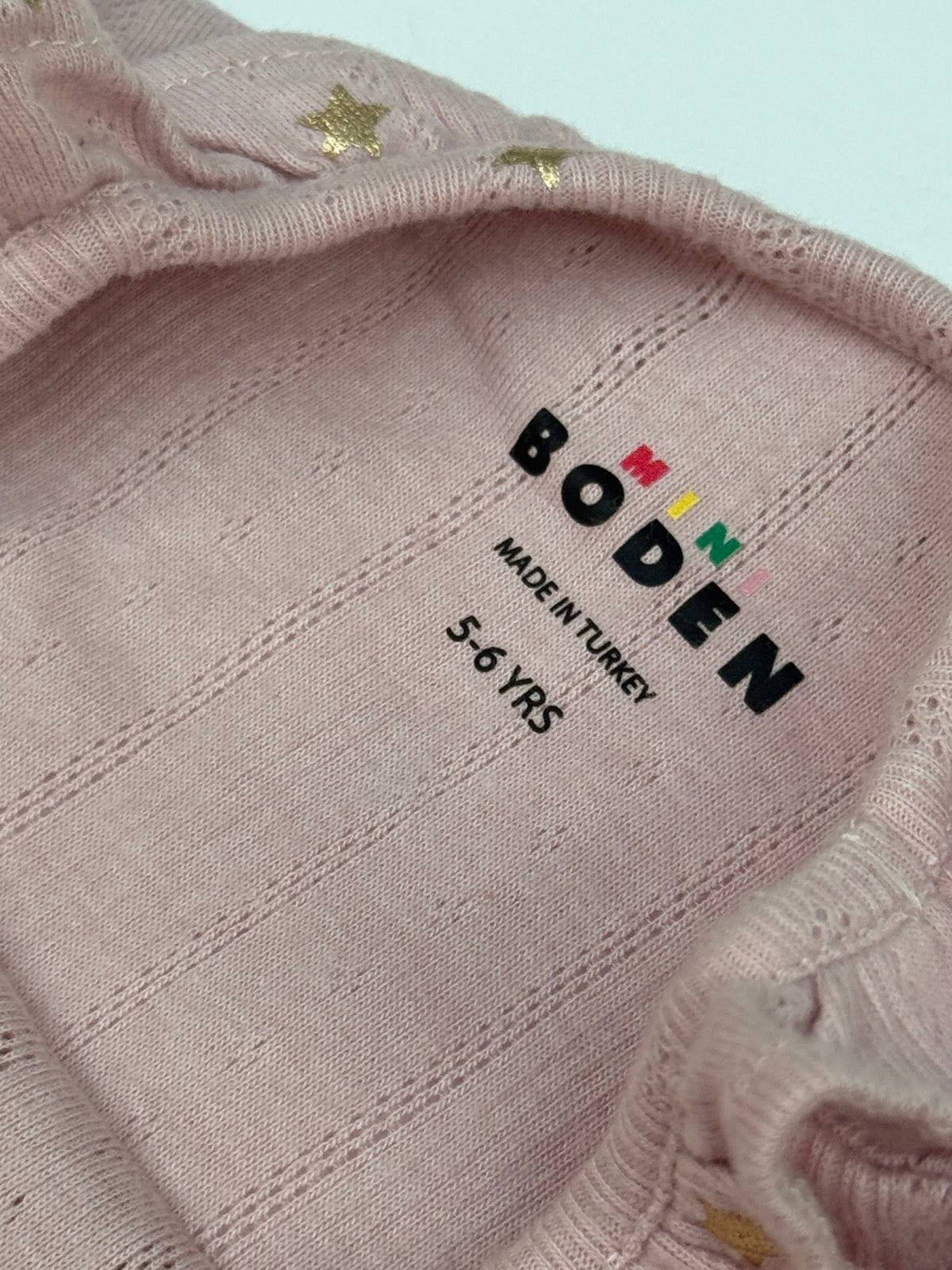 Boden Pink Gold Star Long Sleeve Top 5-6y
