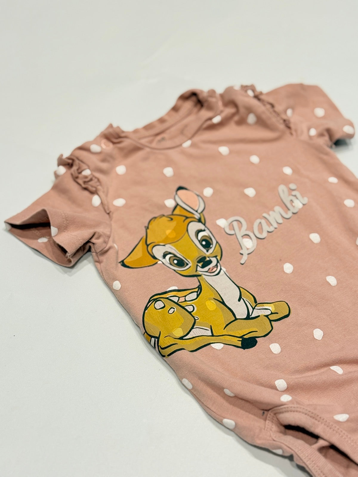 H&M Disney Bambi Pink Polka Dot Romper 6-9m