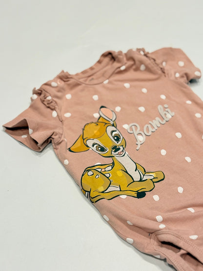 H&M Disney Bambi Pink Polka Dot Romper 6-9m