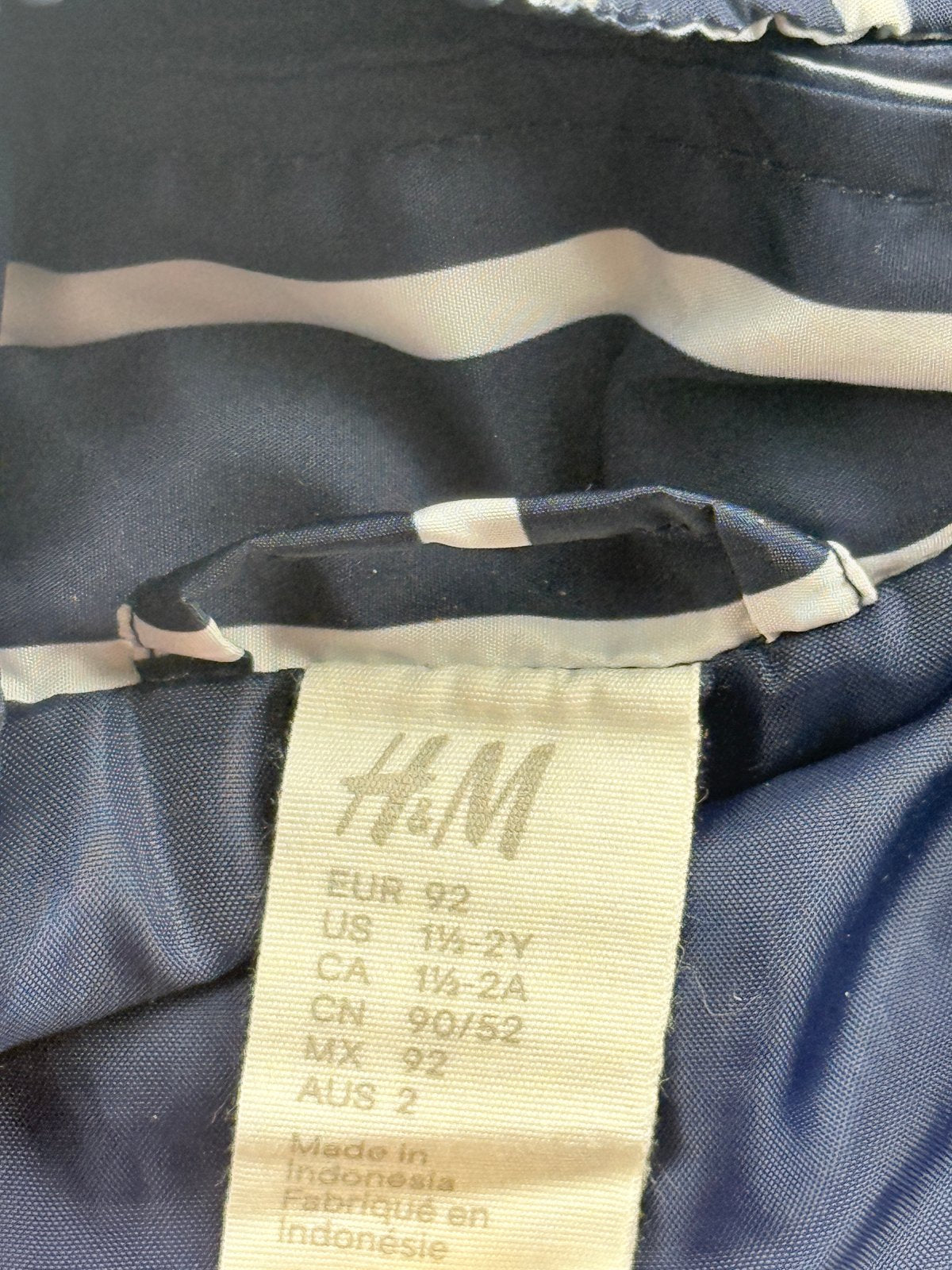 H&M Navy Striped Hooded Jacket 2T