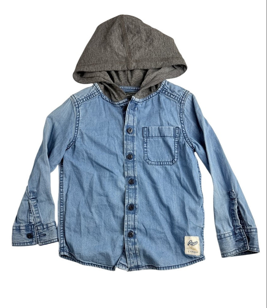 Roots Kids Denim Hooded Shirt 4T