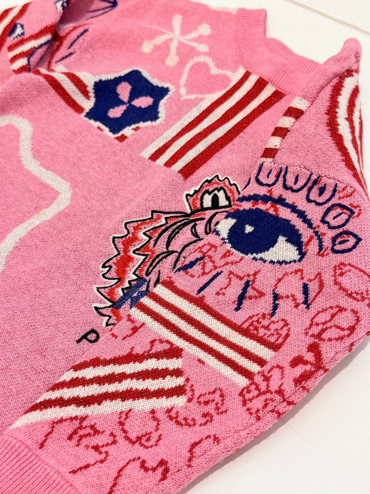 Kenzo Paris Pink Tiger Knit Sweater Dress 3T