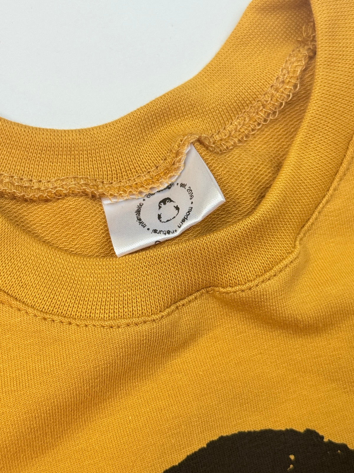 Minimalistic Ole Designs Mustard Penguin Sweatshirt 2 Years