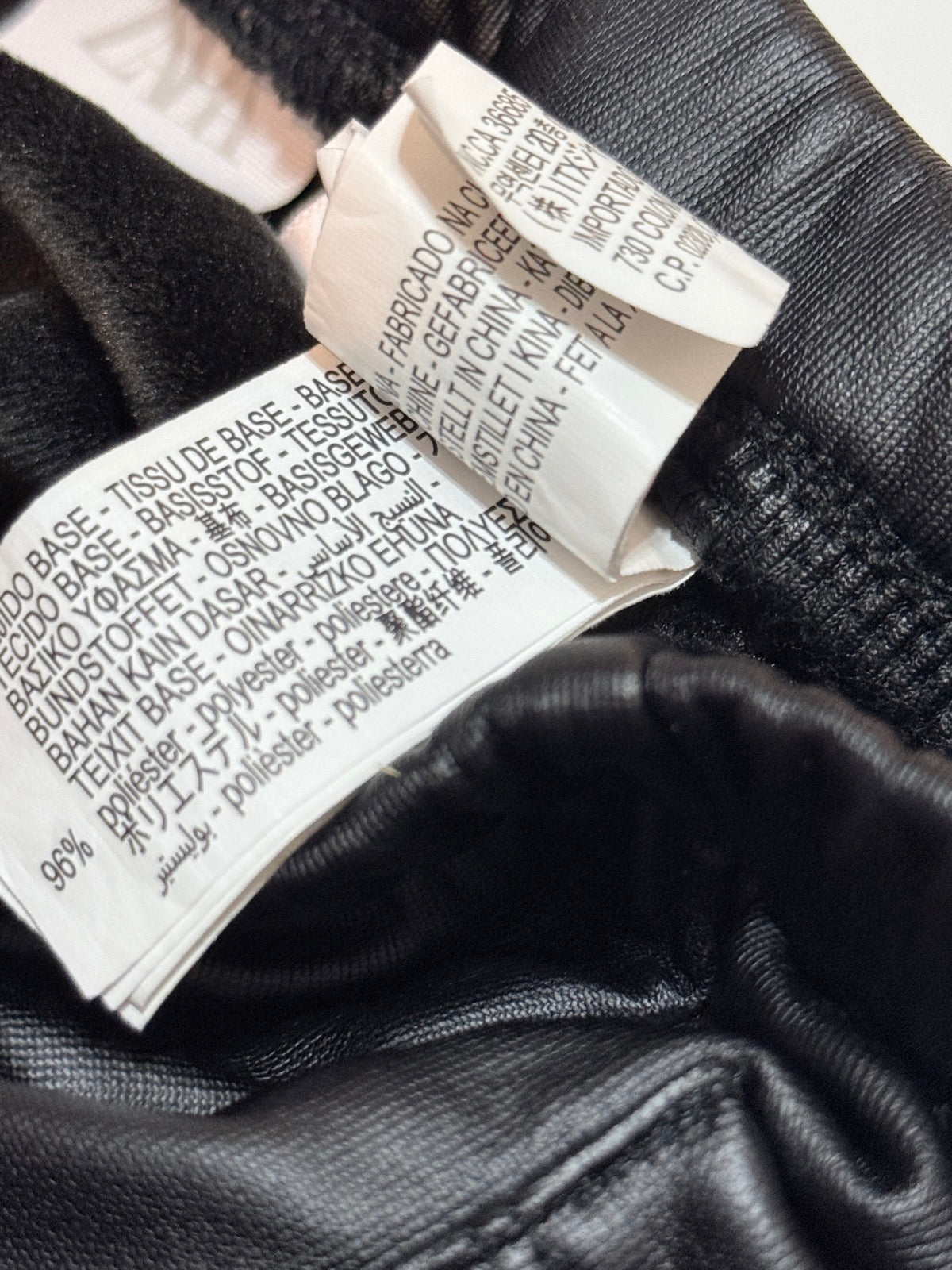 Zara Black Faux Leather Fleece-Lined Pants 18m