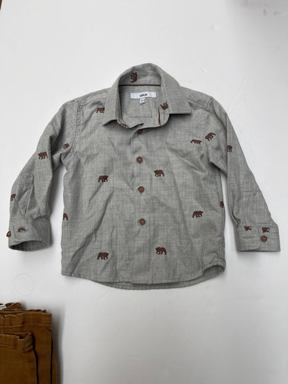 aka Bear Print Shirt and Pants Set 18M
