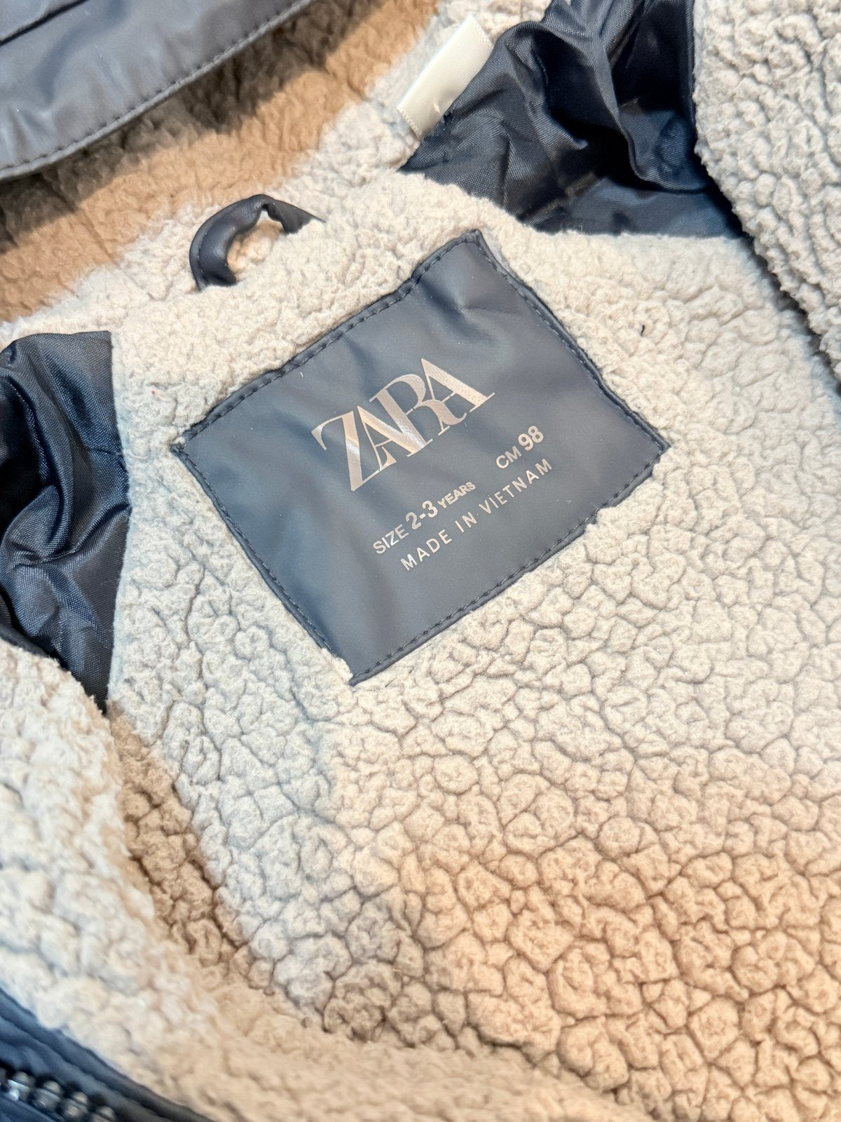 Zara Navy Sherpa-Lined Rain Jacket Size 2-3Y