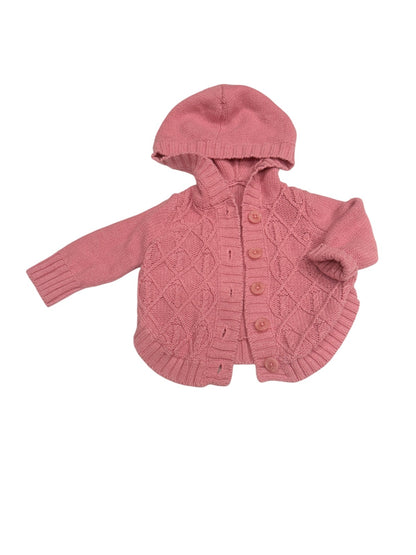 Joe Fresh Pink Knit Hooded Cardigan 3-6m