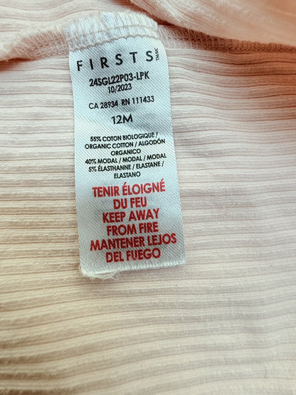 Firsts by Petit Lem Pink Ribbed Sleeper 12M