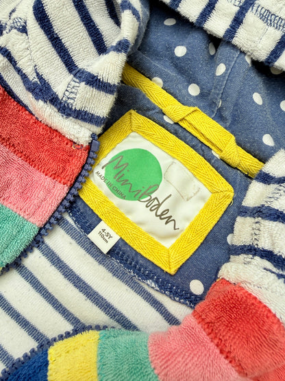 Mini Boden Rainbow Stripe Terry Hoodie 4-5Y