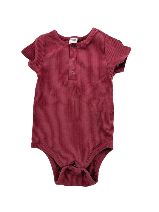Old Navy Burgundy Ribbed Henley Bodysuit 12-18M