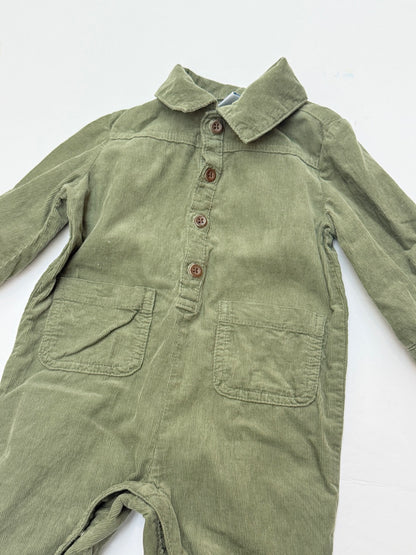 Old Navy Green Corduroy Romper 6-12M
