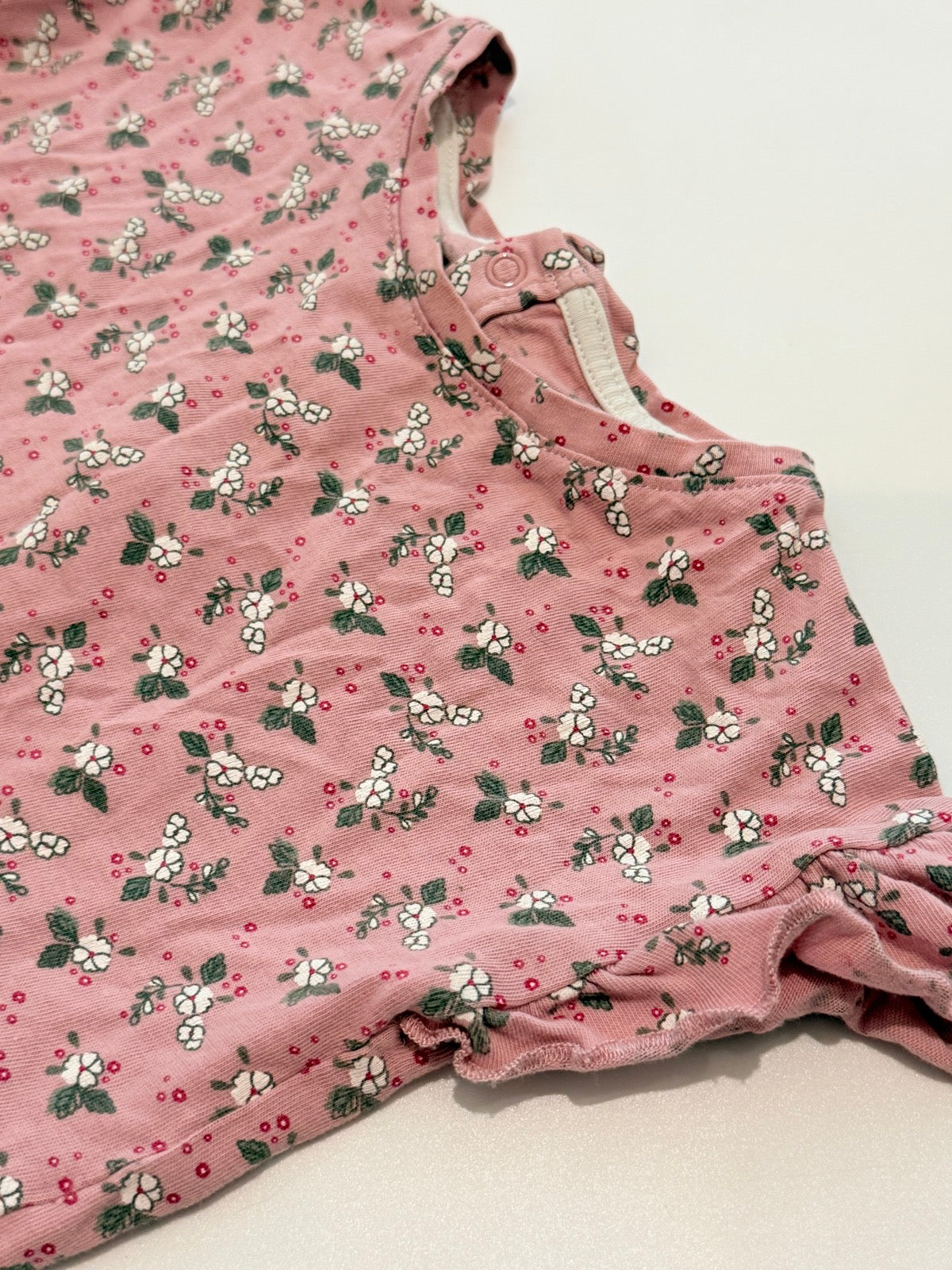 Obaïbi Floral Pink Ruffle T-Shirt 18/24M