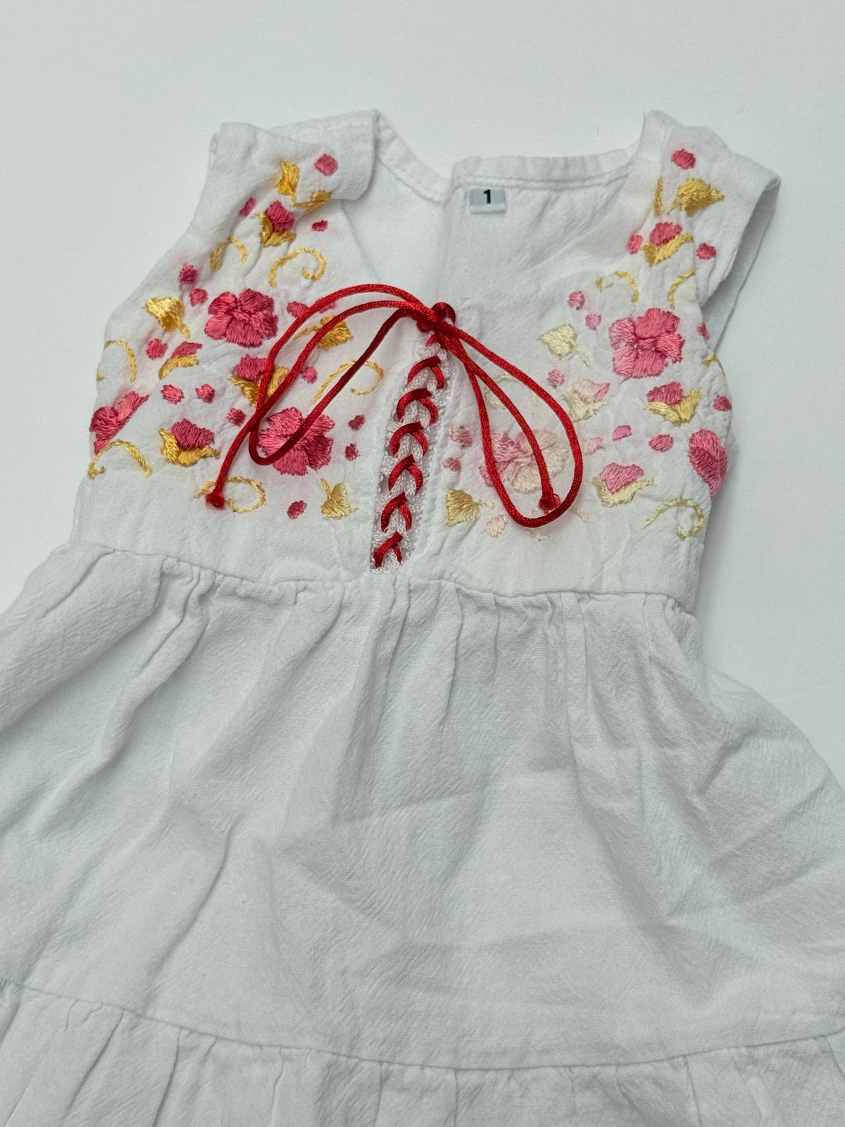 Floral Embroidered Lace-Up Dress Size 1