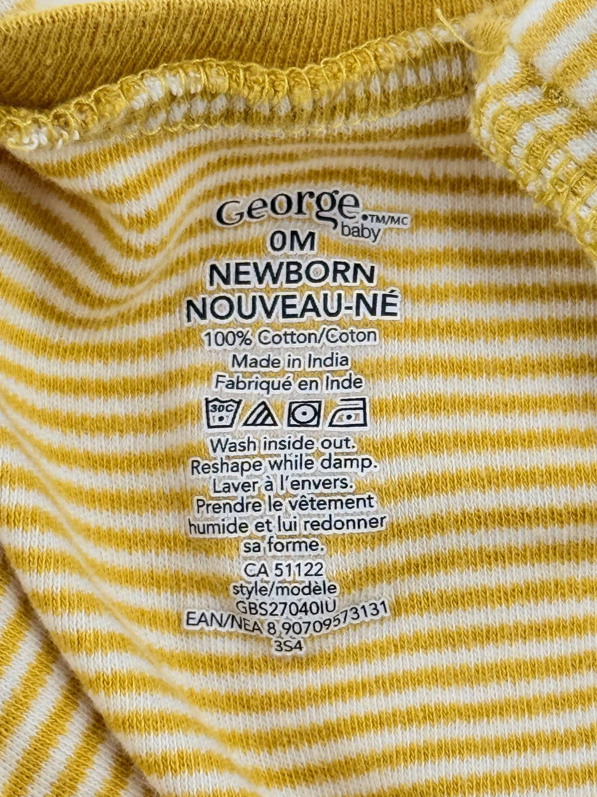George Baby Striped Sleeper 0M