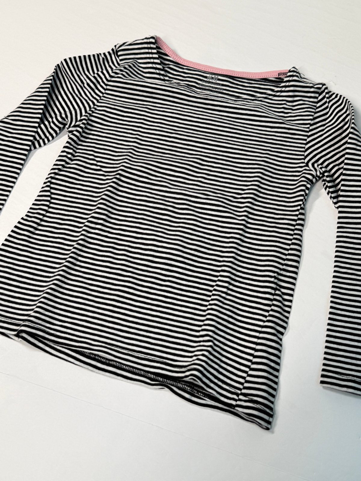 H&M Black White Striped T-Shirt 4-6Y