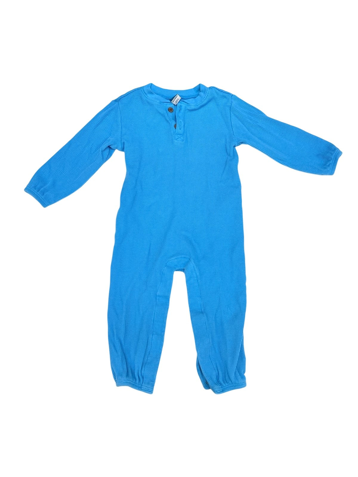 Old Navy Blue Waffle Knit Henley Romper 18-24M
