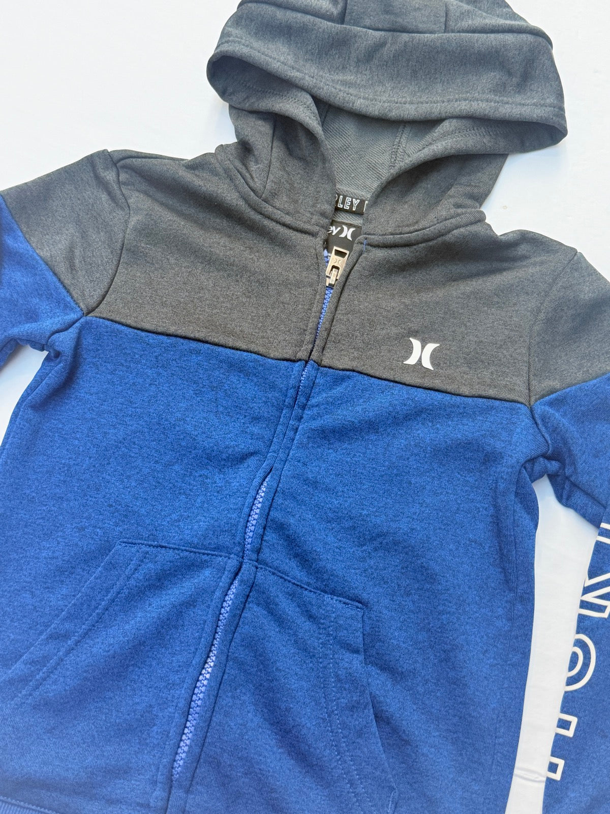 Hurley Blue Gray Colorblock Zip-Up Hoodie Size 5