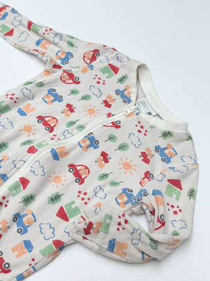 Uniqlo Baby Car Print Zip Sleeper 12-18M