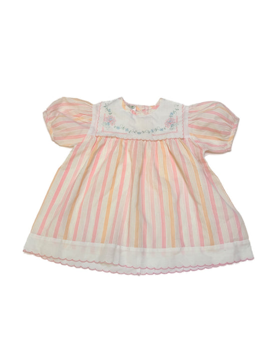 Vintage Saint Nicholas Striped Embroidered Dress 12m
