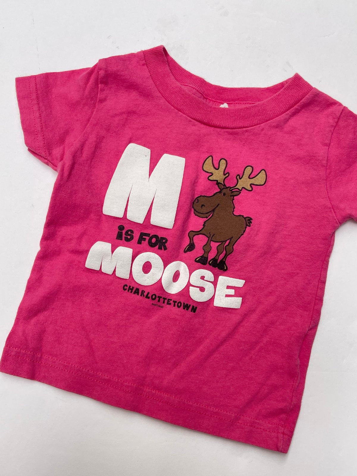 Pink "M is for Moose" Charlottetown T-Shirt 12M
