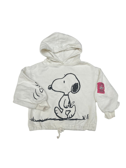 Zara Snoopy Peanuts Cropped White Hoodie 4-6Y