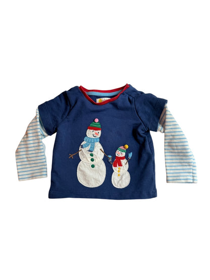 Baby Mini Boden Snowman Appliqué Top & Star Pants Setm 6-9M
