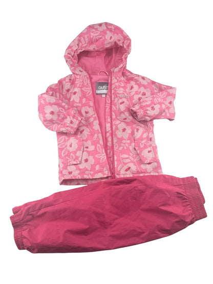 Gusti Pink Floral Rain Jacket & Pants Set 3T - Play Condition