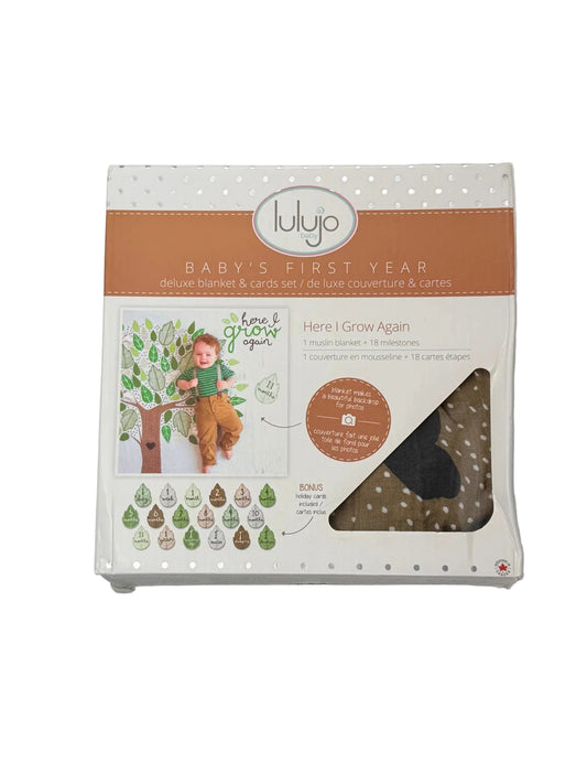 Lulujo Here I Grow Again Baby First Year Photo Blanket Set