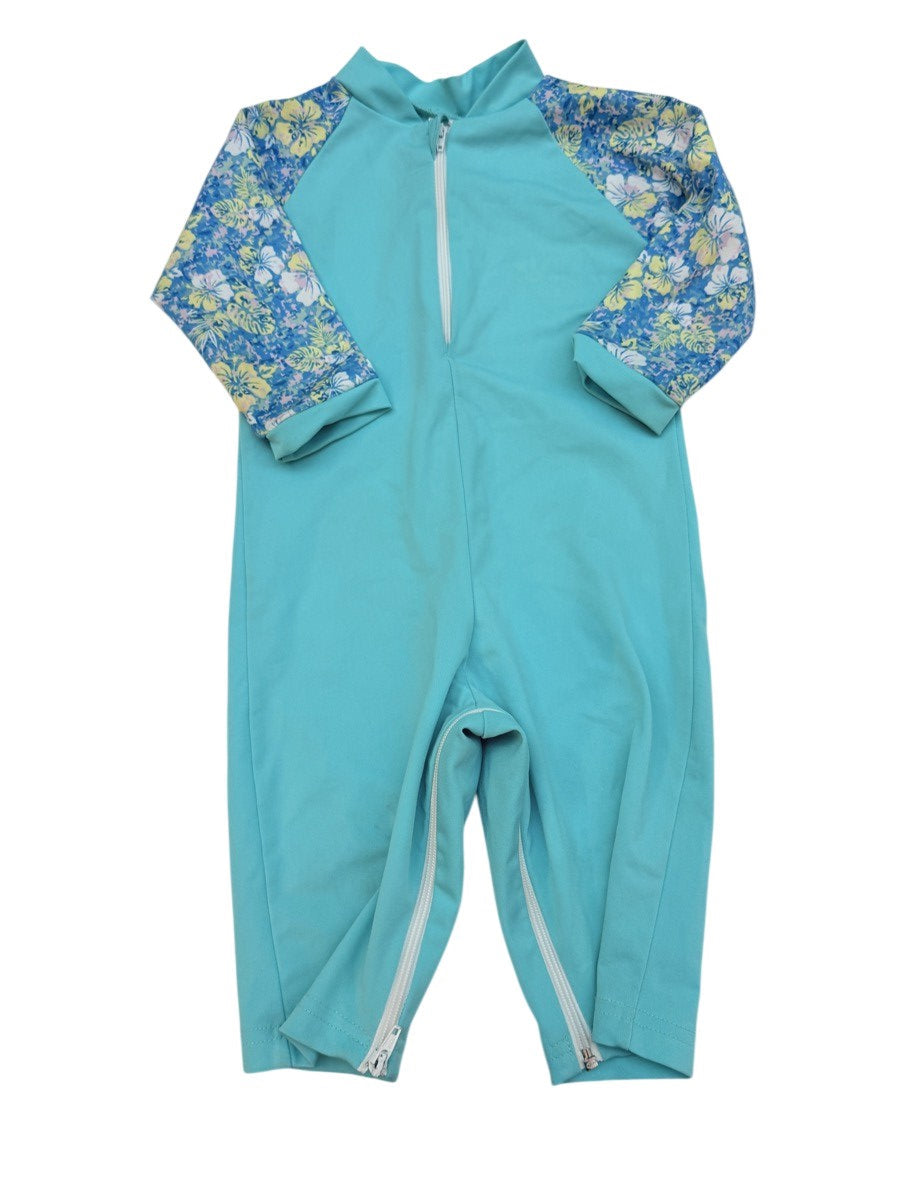 NoZone Teal Floral Full Body Swimsuit 12-18M