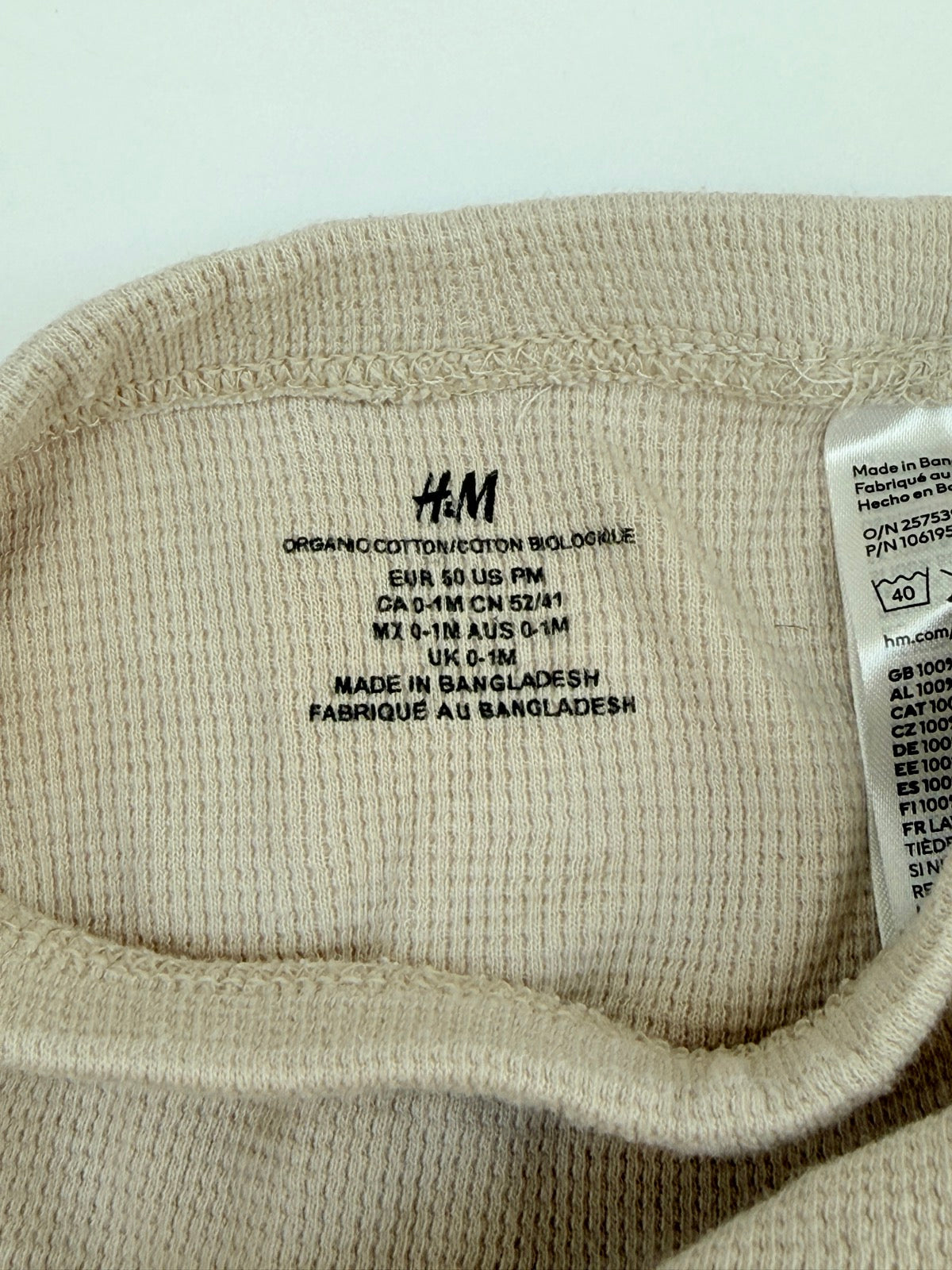 H&M Waffle Knit Cuffed Shorts 0-1M