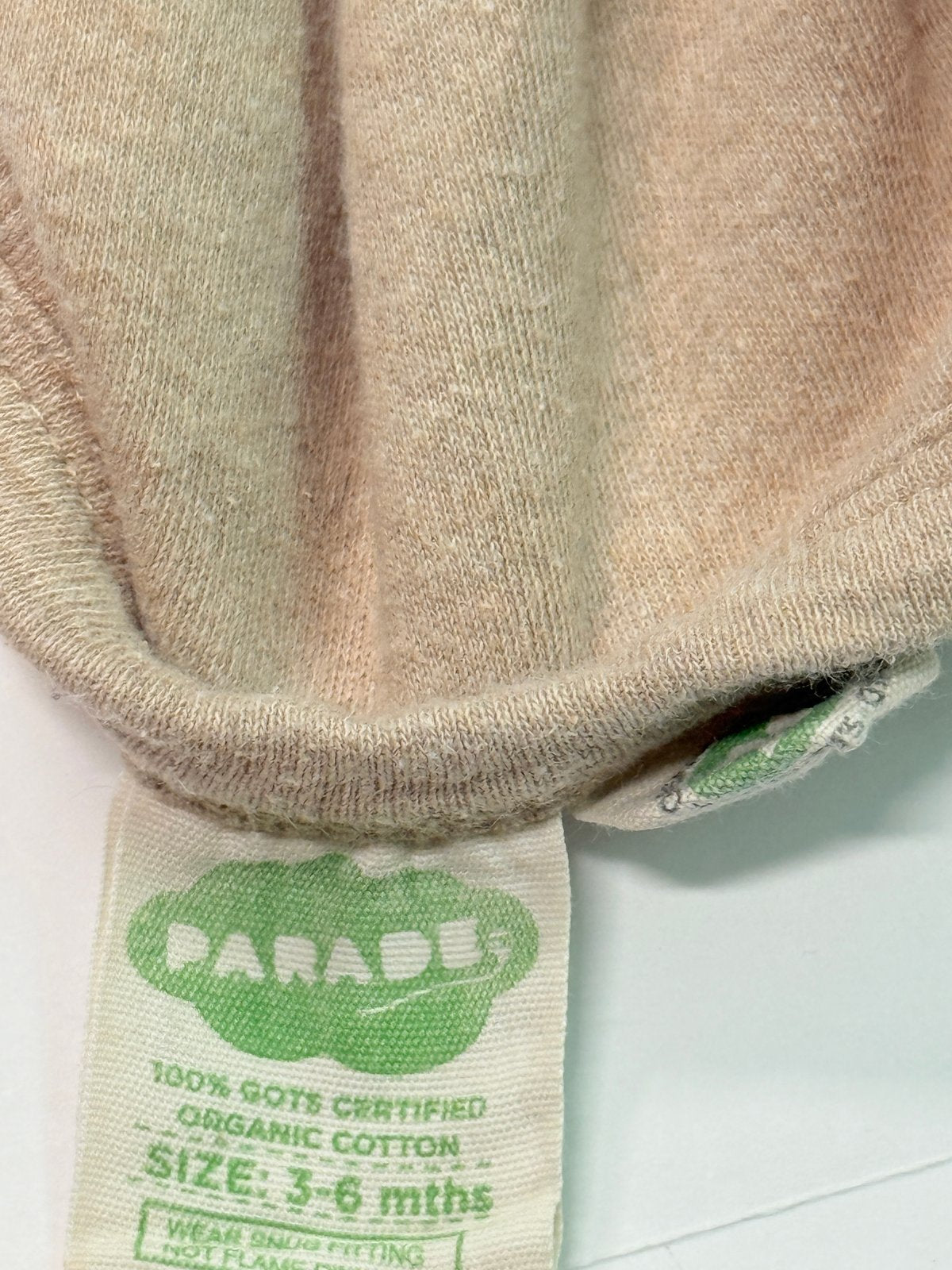 Parade Organic Cotton Beige Zip Pajamas 3-6M