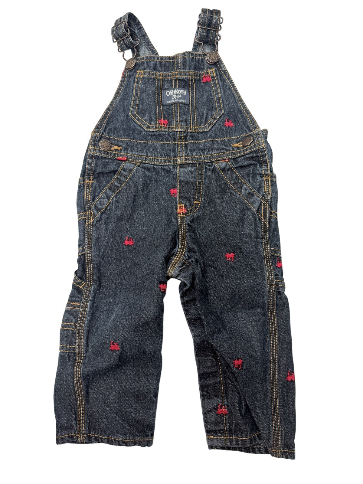 OshKosh B'gosh Denim Train Overalls 12 Months