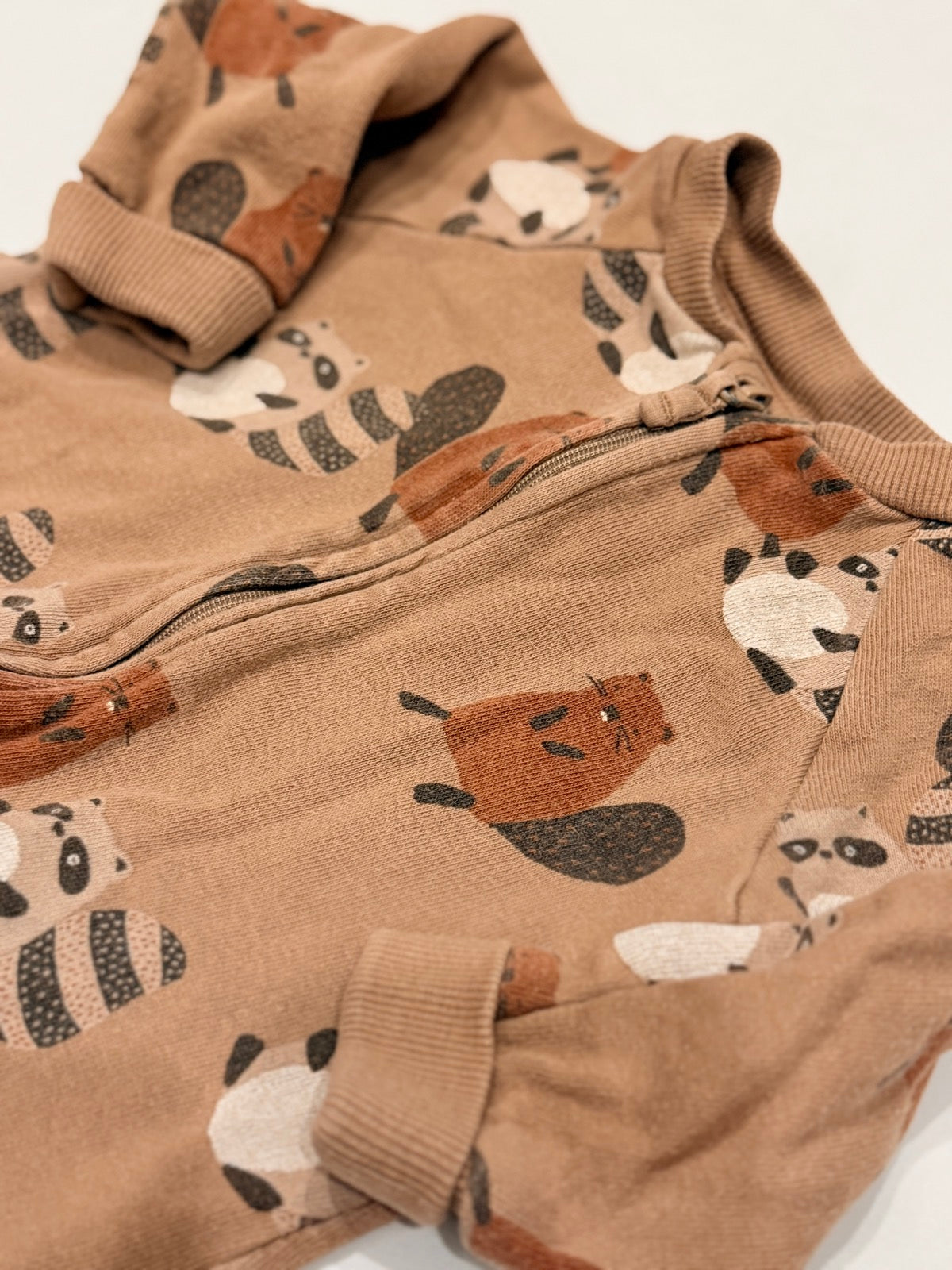 H&M Raccoon Woodland Zip Romper 6m
