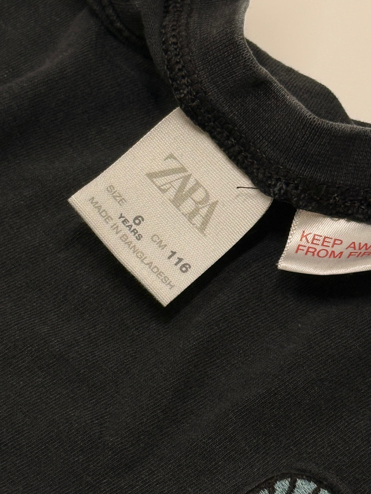 Zara Black Embroidered T-Shirt 6Y
