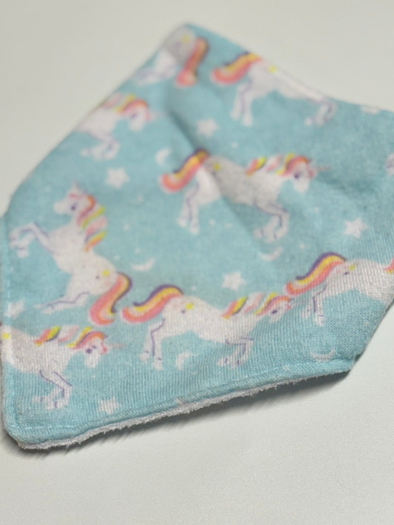 4 Bibs Rainbow , Flowers and Unicorns