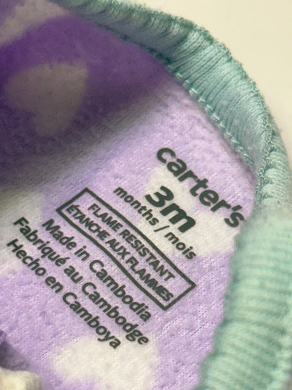 Dors-bien zippé en molleton pour bébé Carter’s avec imprimé cœurs et écusson agneau – 3 mois