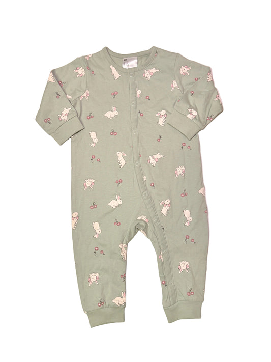 H&M baby cotton sleeper with bunny print – 6–9 months