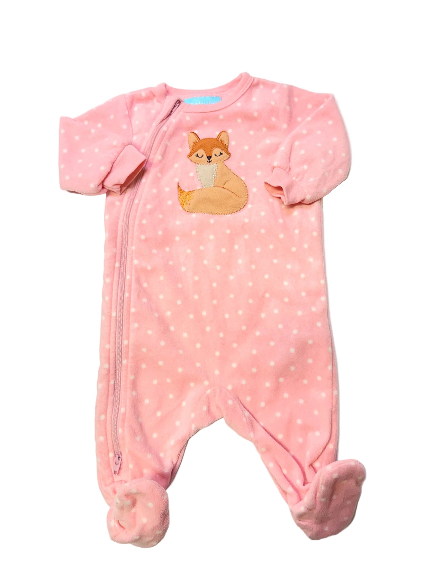 Pekkle Pink Fox Fleece Footed Sleeper Pajamas 3M