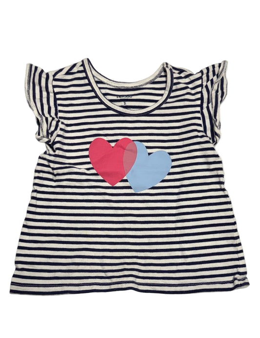 Pekkle 3T Heart Striped Shirt