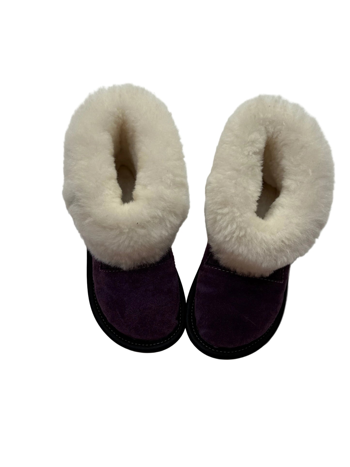 Purple Suede Sherpa Slipper Bootie Size 6