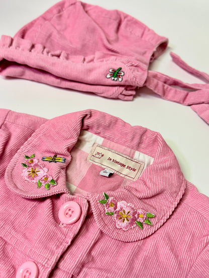 Ensemble bonnet et veste style vintage 6-9 mois