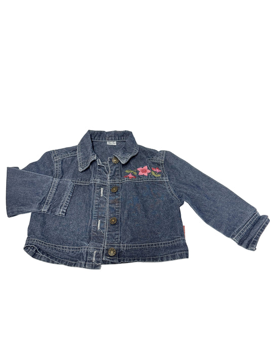 Tough Vintage Jean Jacket with Floral Embroidery 3-4y