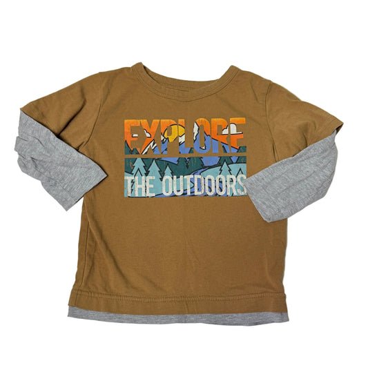 George Toddler Long Sleeve Graphic Shirt | Explore the Outdoors | Brown & Gray | Size 3T
