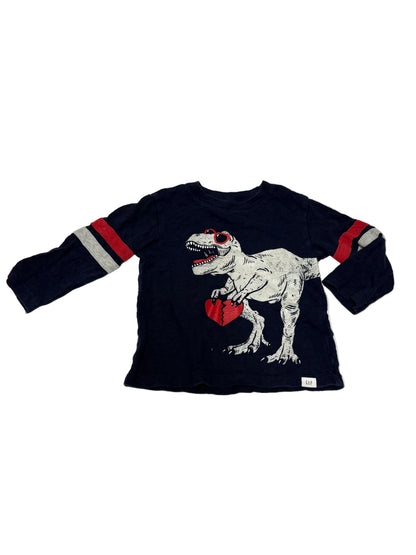 Tee-shirt à manches longues motif dinosaure Gap, marine, 12 à 18 mois