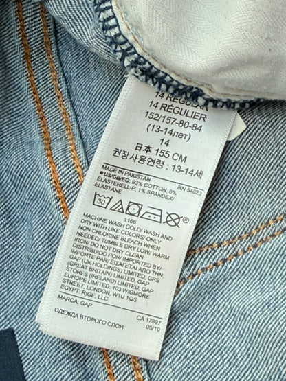 Gap Blue Skinny Jeans Double Button Elastic Waistband size 14