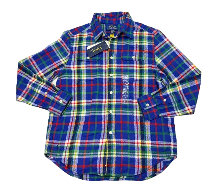 NWT Polo RL Plaid Button up Flannel 10-12y