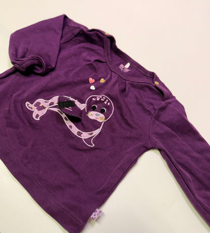 Purple Me Too long sleeve top with interactive seal – 3 months