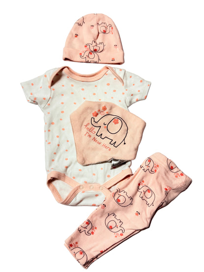 Lot de 4 pièces éléphant 0-3 mois