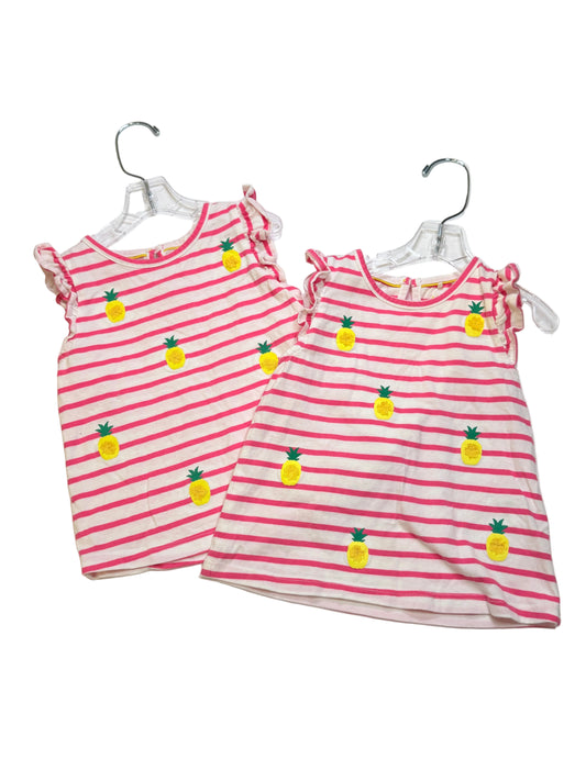 Mini Boden Pineapple Stripe Flutter Top 2-3Y